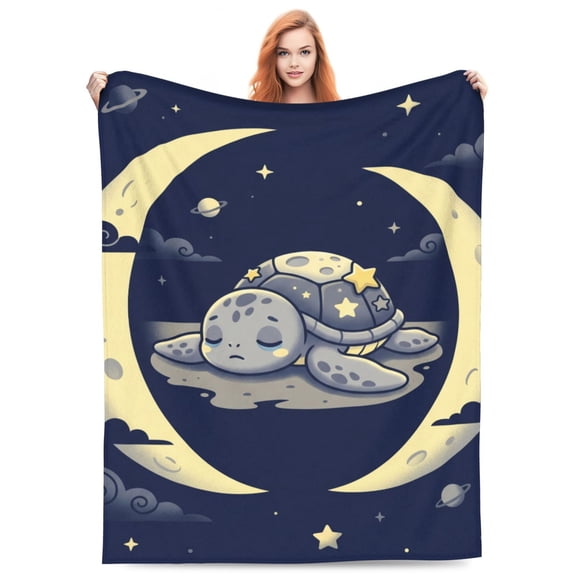 Sea Turtle Throw Blanket | Soft Flannel Blanket with Turtle Pattern – Cozy All Season Couch Blanket 50x40