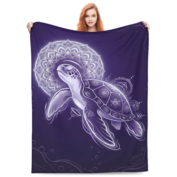 Sea Turtle Throw Blanket | Soft Flannel Blanket with Turtle Pattern – Cozy All Season Couch Blanket 50x40
