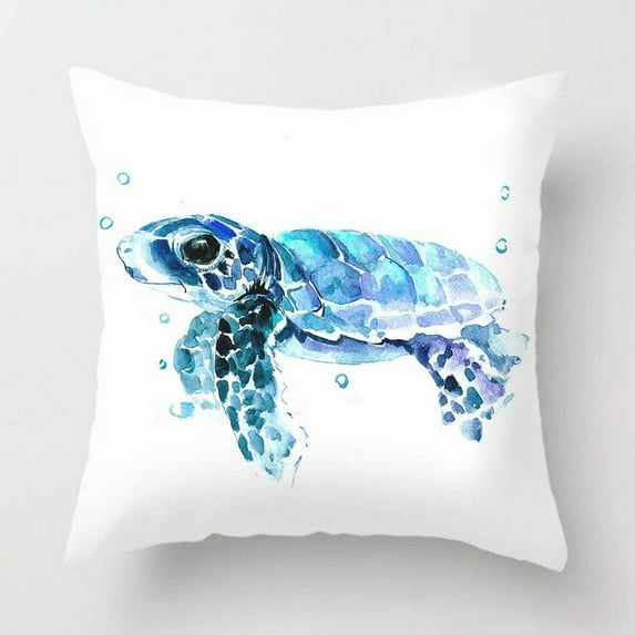 Sea Turtle Throw Pillow Cover Summer Ocean Beach Theme Decor Cushion Case Super Soft Marine Animals Decorative Pillow Covers for Home Sofa Couch 18" x 18" (Turtle-2)