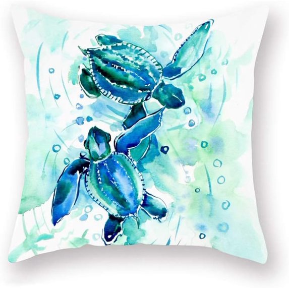 Sea Turtle Throw Pillow Cover Summer Ocean Theme Decor Cushion Case Super Soft Square Decorative Pillow Covers for Home Sofa Couch 18" x 18" (Turtle-9)