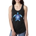 thumbnail image 1 of Sea Turtle Tie Dye Art Animal Lover Ladies Racerback Tank Top, Black, Small, 1 of 3