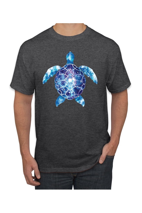 Sea Turtle Tie Dye Art Animal Lover Men's Graphic T-Shirt, Heather Black, 2XL