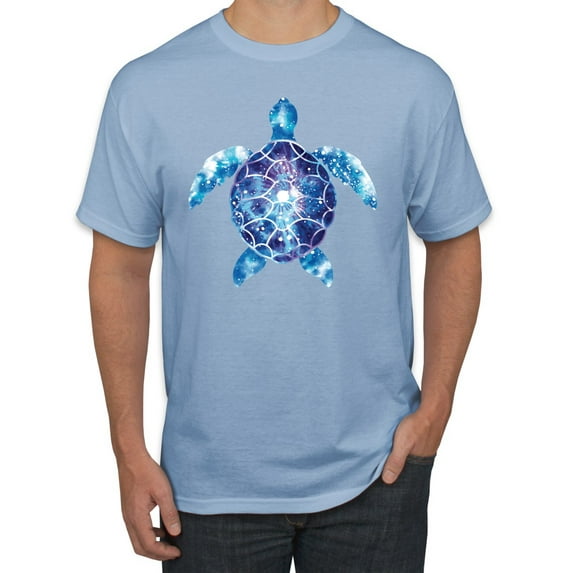 Sea Turtle Tie Dye Art Animal Lover Men's Graphic T-Shirt, Light Blue, Medium