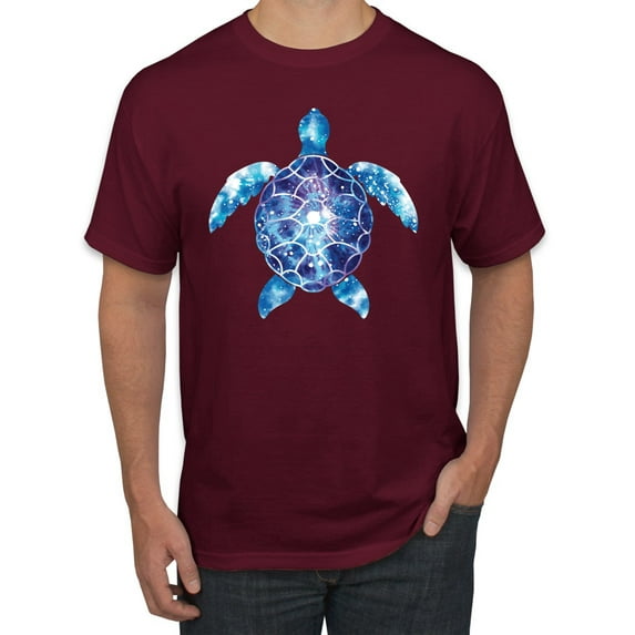 Sea Turtle Tie Dye Art Animal Lover Men's Graphic T-Shirt, Maroon, 2XL