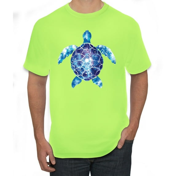 Sea Turtle Tie Dye Art Animal Lover Men's Graphic T-Shirt, Safety Green, 3XL