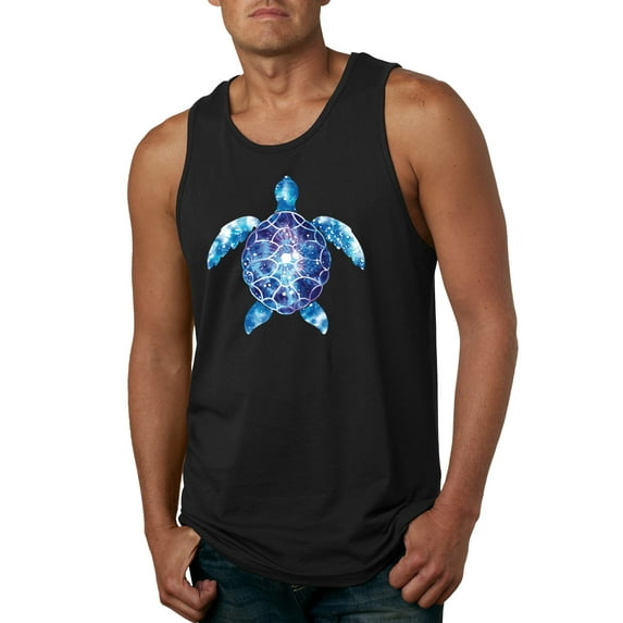 Sea Turtle Tie Dye Art Animal Lover Mens Graphic Tank Top, Black, X-Large