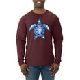 thumbnail image 1 of Sea Turtle Tie Dye Art Animal Lover Mens Long Sleeve Shirt, Maroon, Large, 1 of 3