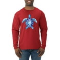 thumbnail image 1 of Sea Turtle Tie Dye Art Animal Lover Mens Long Sleeve Shirt, Red, Small, 1 of 3