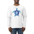 thumbnail image 1 of Sea Turtle Tie Dye Art Animal Lover Mens Long Sleeve Shirt, White, Large, 1 of 3