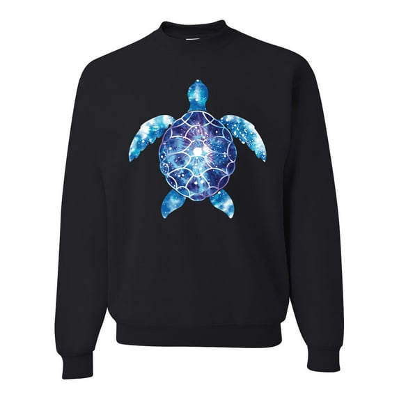 Sea Turtle Tie Dye Art Animal Lover Unisex Crewneck Graphic Sweatshirt, Black, Small