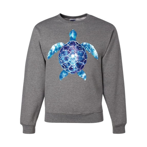 Sea Turtle Tie Dye Art Animal Lover Unisex Crewneck Graphic Sweatshirt, Heather Grey, Large