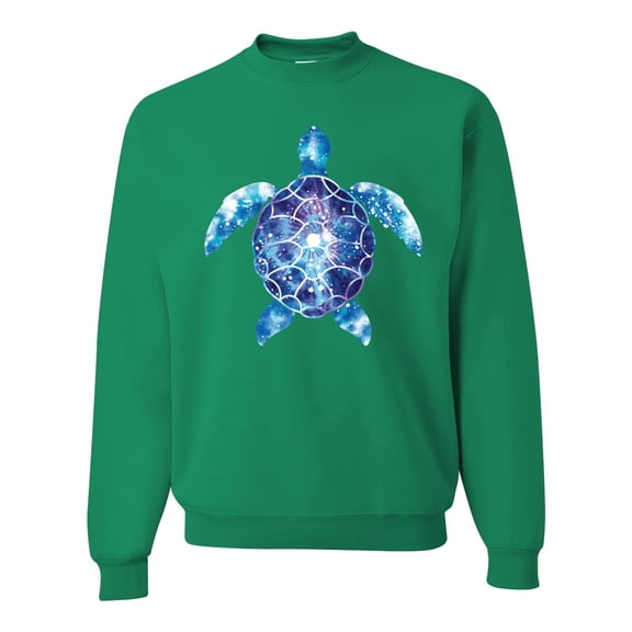 Sea Turtle Tie Dye Art Animal Lover Unisex Crewneck Graphic Sweatshirt, Kelly, 2XL