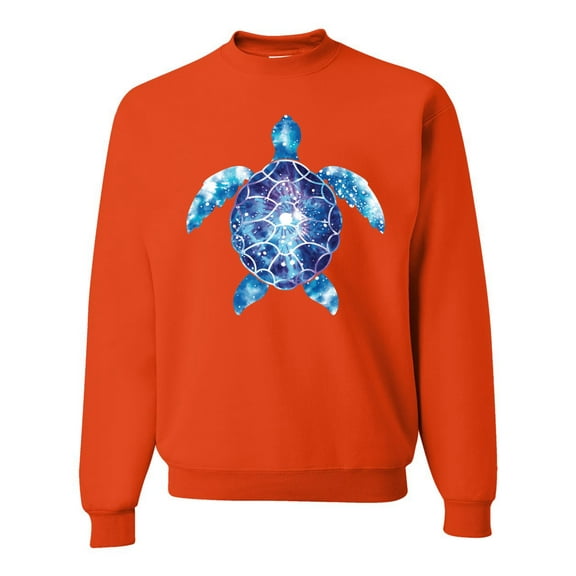 Sea Turtle Tie Dye Art Animal Lover Unisex Crewneck Graphic Sweatshirt, Orange, 3XL