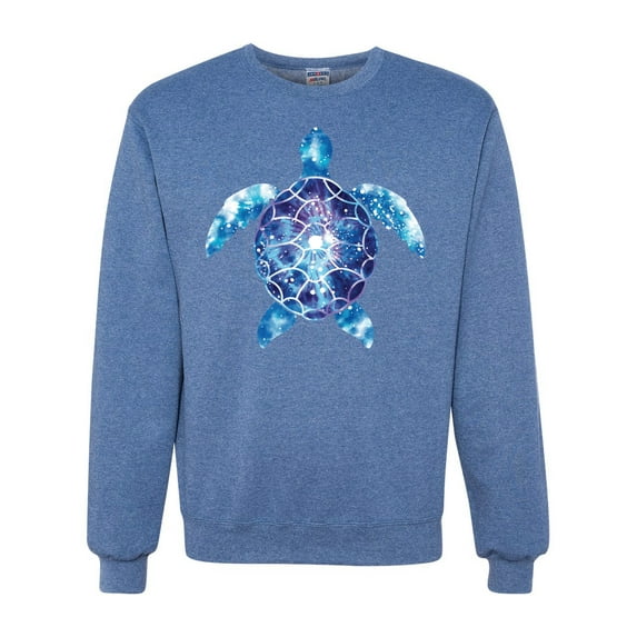 Sea Turtle Tie Dye Art Animal Lover Unisex Crewneck Graphic Sweatshirt, Vintage Heather Blue, Large