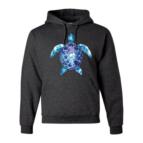 Sea Turtle Tie Dye Art Animal Lover Unisex Graphic Hoodie Sweatshirt, Heather Black, Small
