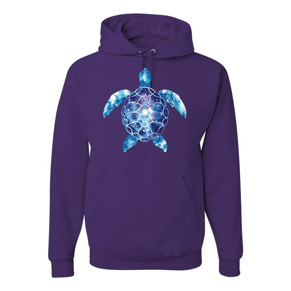 Sea Turtle Tie Dye Art Animal Lover Unisex Graphic Hoodie Sweatshirt, Purple, Large