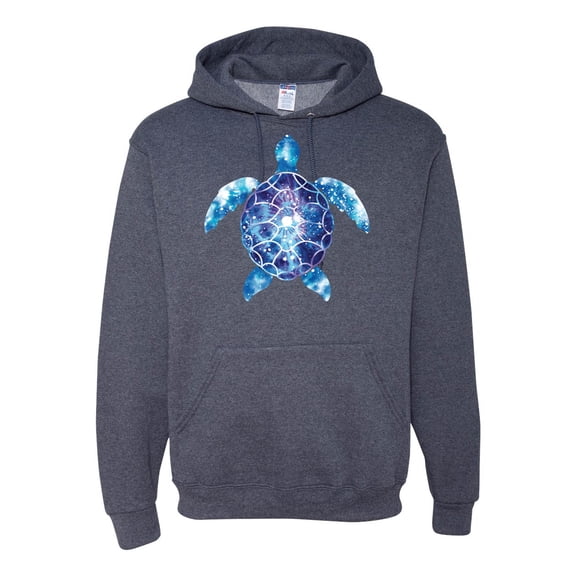 Sea Turtle Tie Dye Art Animal Lover Unisex Graphic Hoodie Sweatshirt, Vintage Heather Navy, 2XL