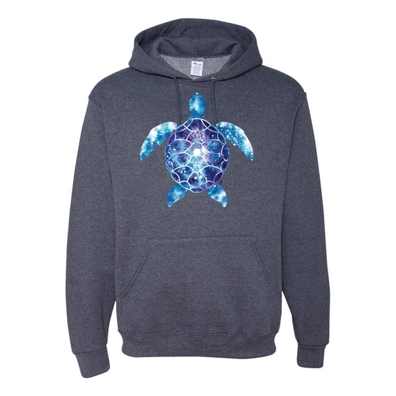 Sea Turtle Tie Dye Art Animal Lover Unisex Graphic Hoodie Sweatshirt, Vintage Heather Navy, Medium