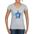 thumbnail image 1 of Sea Turtle Tie Dye Art Animal Lover Womenâ€™s Standard V-Neck Tee, Heather Grey, X-Large, 1 of 3