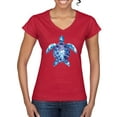 thumbnail image 1 of Sea Turtle Tie Dye Art Animal Lover Womenâ€™s Standard V-Neck Tee, Red, X-Large, 1 of 3