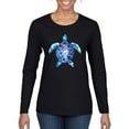 thumbnail image 1 of Sea Turtle Tie Dye Art Animal Lover Womens Graphic Long Sleeve T-Shirt, Black, Large, 1 of 3