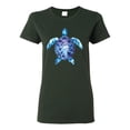 thumbnail image 1 of Sea Turtle Tie Dye Art Animal Lover Womens Graphic T-Shirt, Forest Green, Large, 1 of 3