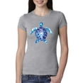 thumbnail image 1 of Sea Turtle Tie Dye Art Animal Lover Womens Slim Fit Junior Tee, Heather Grey, Large, 1 of 3