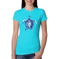 thumbnail image 1 of Sea Turtle Tie Dye Art Animal Lover Womens Slim Fit Junior Tee, Tahiti Blue, Small, 1 of 3