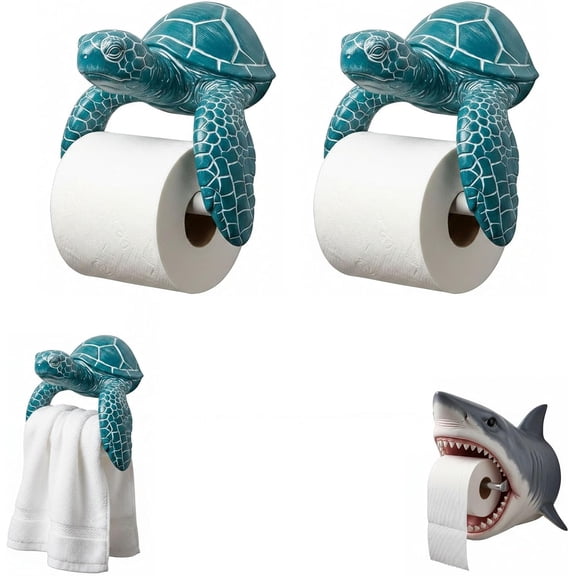 Sea Turtle Toilet Paper Holder, 3D Ocean Tissue Roll, Multifunctional Bathroom Towel Holder