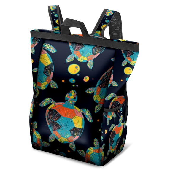 Sea Turtle Tote Backpack for Women Man Large Travel Backpack Laptop Bag for Work College Teacher Black Daypack