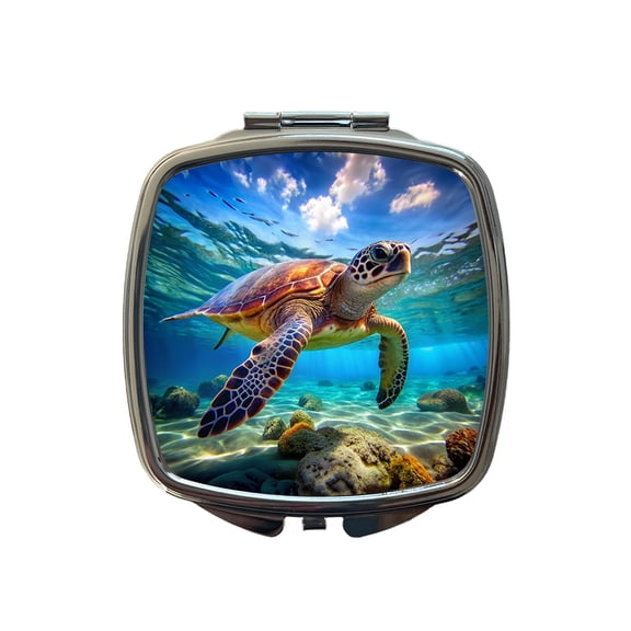 Sea Turtle Travel Makeup Handbag Purse Small Pocket Compact Mirror