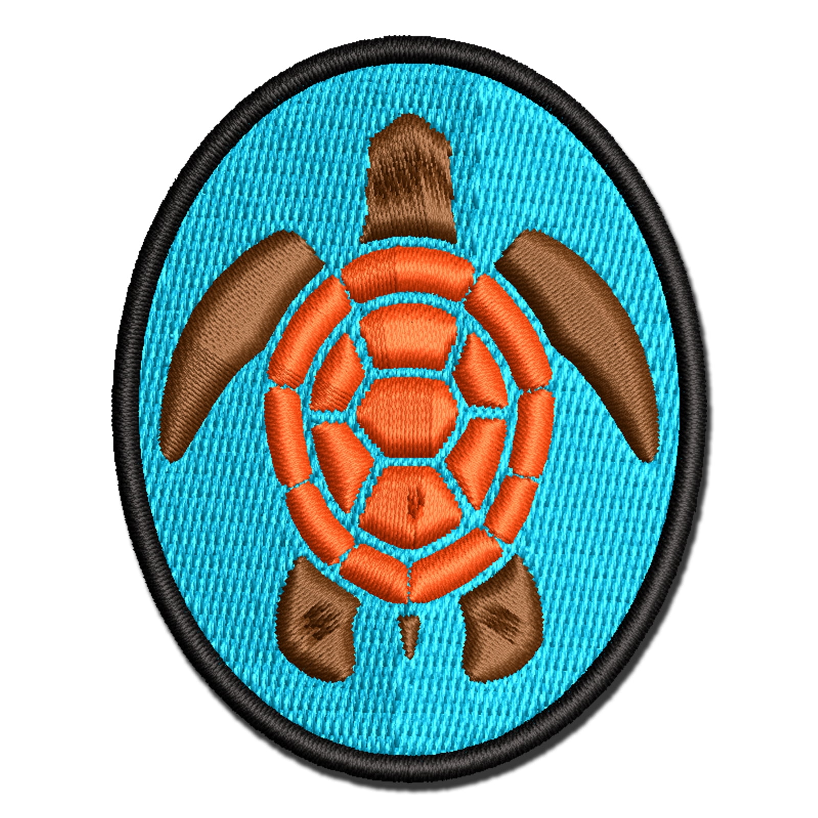 Sea Turtle Tribal Applique Multi-Color Embroidered Iron-On Patch - 3.5 Inch Large
