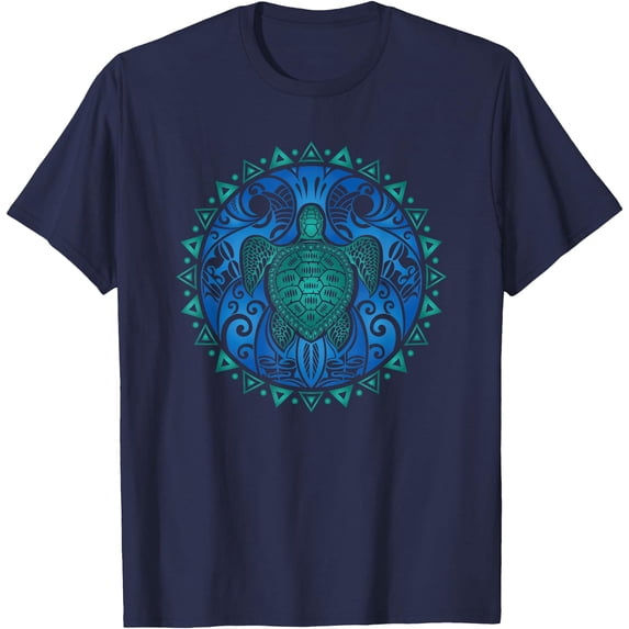 Sea Turtle Tribal Hawaiian Hawaii Turtles Lover Gift Unisex T-Shirt for Men Women,Navy Color,Size M