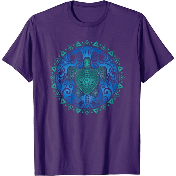 Sea Turtle Tribal Hawaiian Hawaii Turtles Lover Gift Unisex T-Shirt for Men Women,Purple Color,Size L