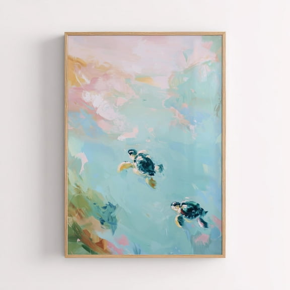 Sea Turtle : Tropical Coastal Art Poster, Unframed Poster Size 12x18