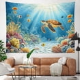 thumbnail image 1 of Sea Turtle Tropical Fish Coral Tapestry, Underwater Ocean Life Wall Art Decor for Home Dorm, 60x80 Inch, 1 of 4