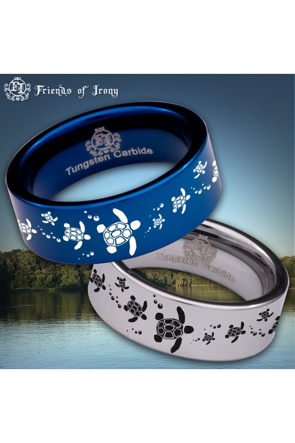 Sea Turtle Tungsten Carbide Ring