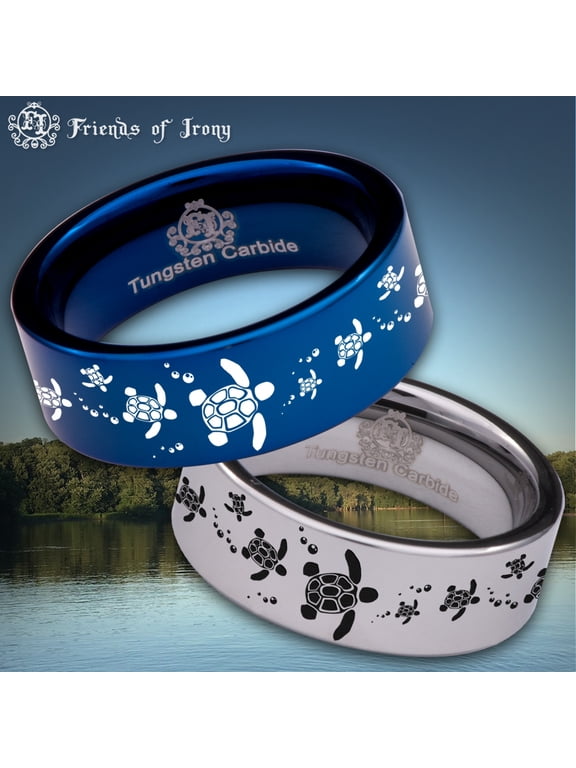 Sea Turtle Tungsten Carbide Ring