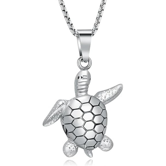 Sea Turtle Urn Necklace for Ashes Cremation Necklace for Human / Pet Memorial Urns Pendant Jewellery with Funnel Filler Keepsake Memory Jewelry