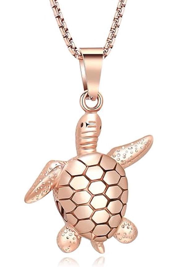 Sea Turtle Urn Necklace for Ashes Cremation Necklace for Human / Pet Memorial Urns Pendant Jewellery with Funnel Filler Keepsake Memory Jewelry