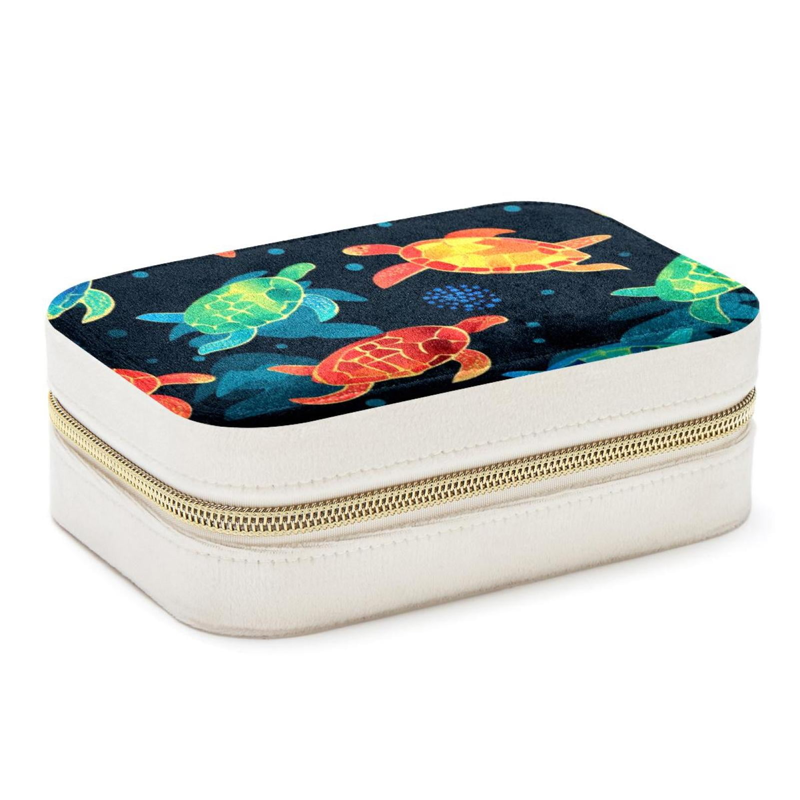 Sea Turtle Velvet Portable Decorative Box with Removable Compartment ...