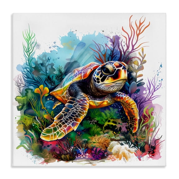 Stupell Industries Sea Turtle & Vivid Coral Reef Canvas Wall Art, design by LSR Design Studio, 30 x 30
