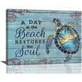 thumbnail image 1 of Sea Turtle Wall Art Beach Coast Scenery Pictures Wall Decor A Day At The Beach Restores the Soul Canvas Painting Prints Artwork Modern Home Decoration Framed for Living room Bedroom Bathroom Office, 1 of 6