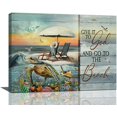 thumbnail image 1 of Sea Turtle Wall Art Beach Coast Scenery Pictures Wall Decor Give It to God and Go To the Beach Canvas Painting Prints Artwork Modern Home Decoration Framed for Living room Bedroom Bathroom Office, 1 of 6