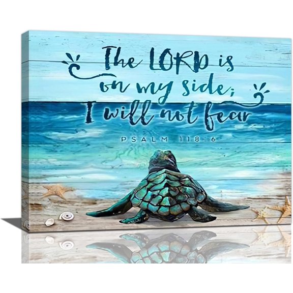 Sea Turtle Wall Art Inspirational Quotes Pictures Wall Decor Beach Ocean Sunset Canvas Painting Prints Coast Scenery Artwork Modern Home Decoration Framed for Living room Bedroom Bathroom Office