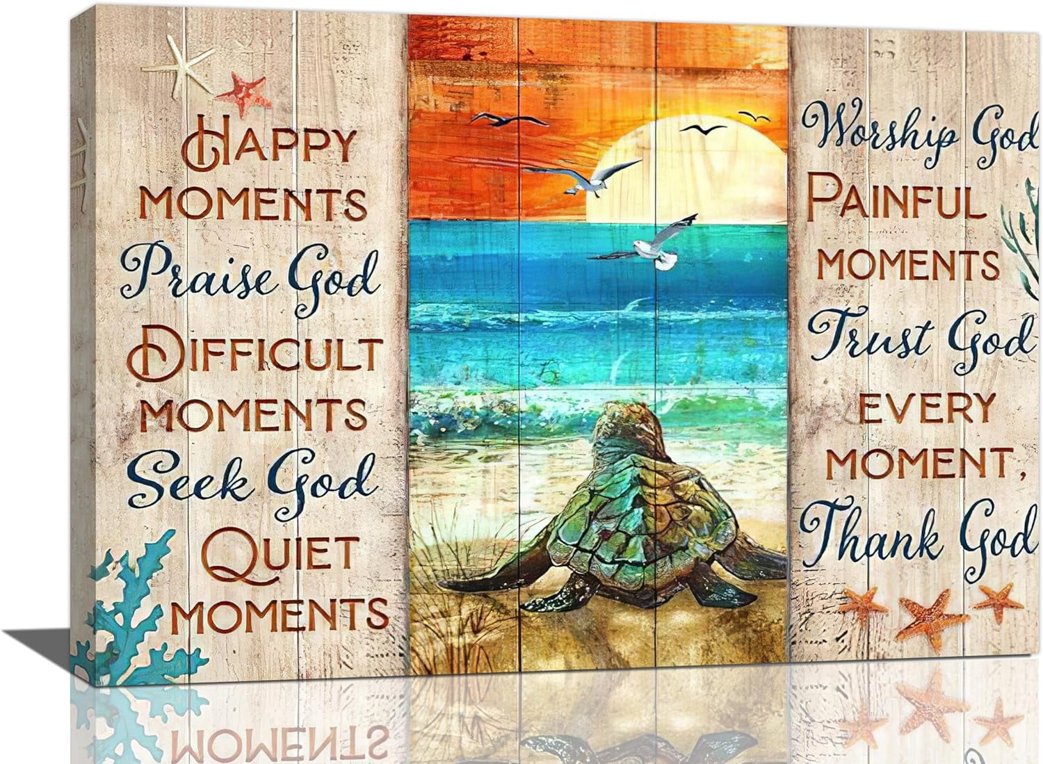 Sea Turtle Wall Art Inspirational Quotes Pictures Wall Decor Beach Ocean  Sunset Canvas Painting Prints Coast Scenery Artwork Modern Home Decoration  Framed for Living room Bedroom Bathroom Office - Walmart.com, image size:1500x1099