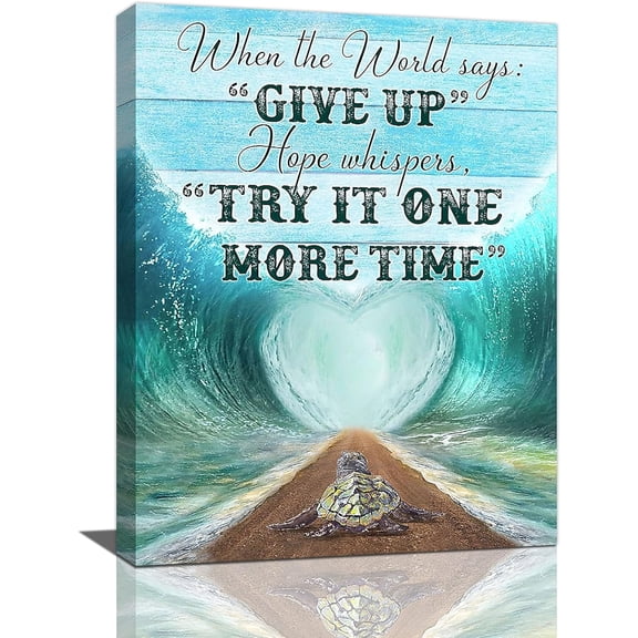 Sea Turtle Wall Art Sea Turtle Inspirational Quotes Wall Decor Beach Ocean Waves Pictures Motivational Posters Canvas Prints Framed Modern Painting Artwork for Bathroom Bedroom Living Room Office