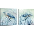 thumbnail image 1 of Sea Turtle Wall-Art for Bathroom Decor - 2 Panel Set of 12 x 12 Inch Teal Sea Turtle with Seagrass Prints, 1 of 6