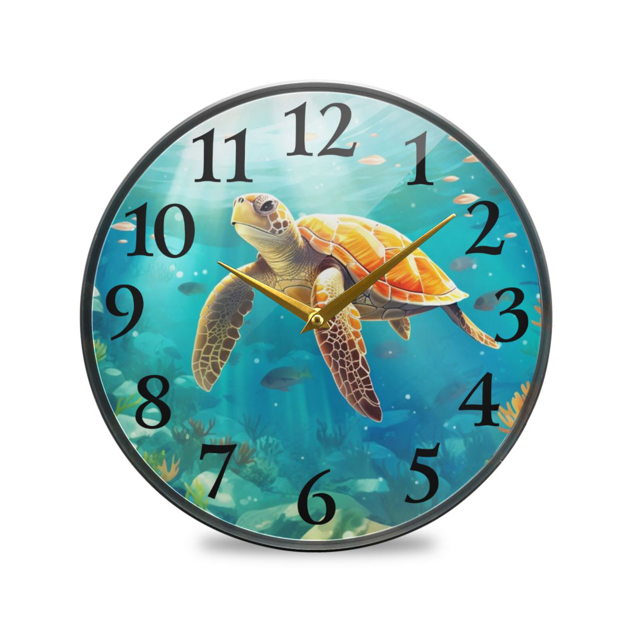 Sea Turtle Wall Clocks Battery Operated 11.9 Inch Round Clock Acrylic