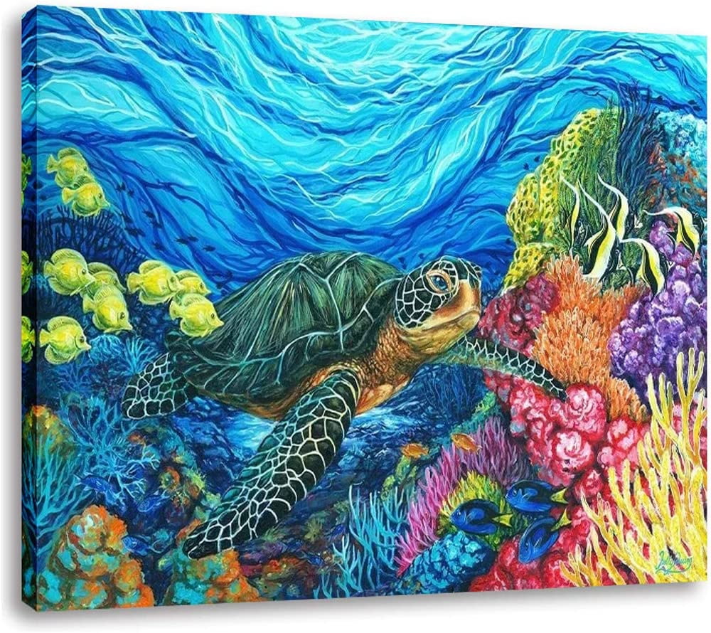 Sea Turtle Wall Decor Print Paintings Canvas Modern Giclee Abstract ...